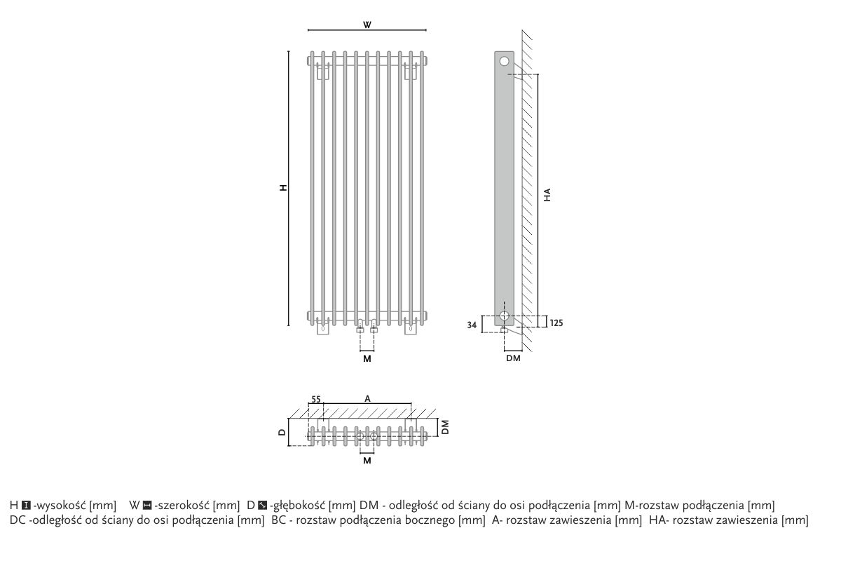 Radiator design GORGIEL IBERIS V AIB V 100/75